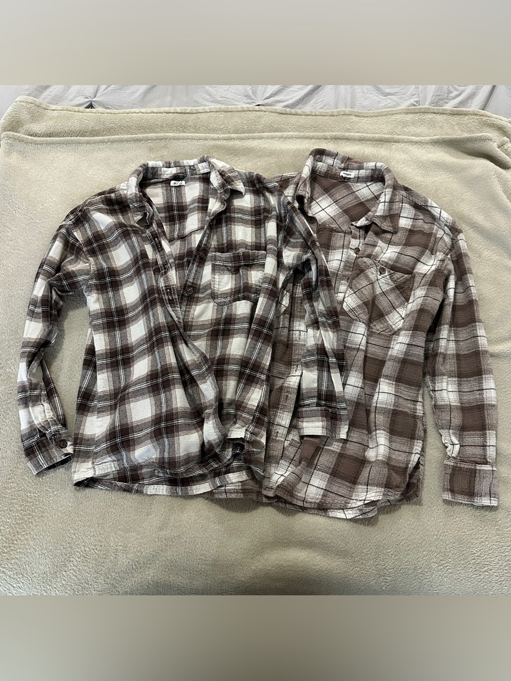 Garage Brown and White Flannel Bundle Set of Two